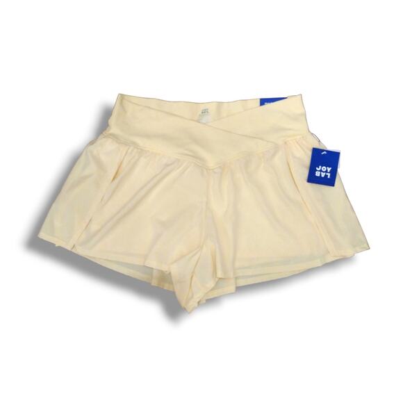 JoyLab Running Shorts Womens XXL Buttercream High-Rise Front Crossover Waistband - Picture 1 of 5